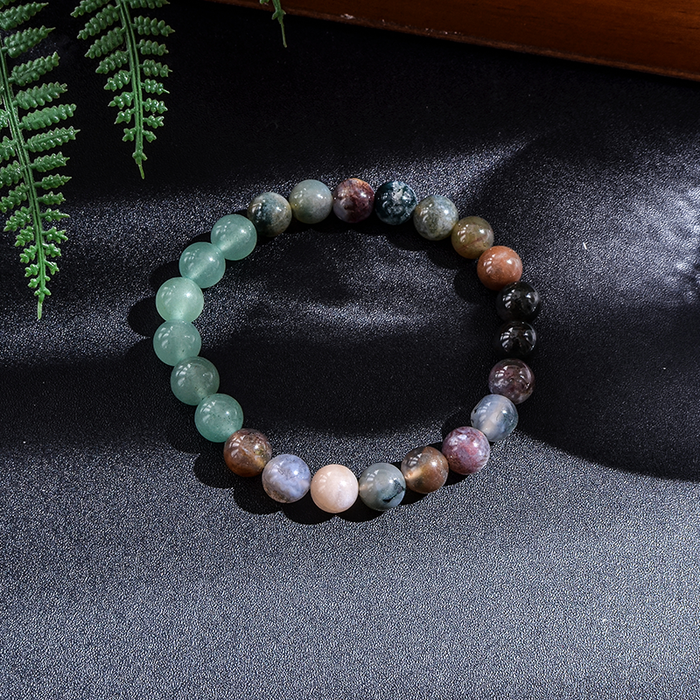 108 Natural Indian Agate & Green Aventurine Mala Beads Necklace
