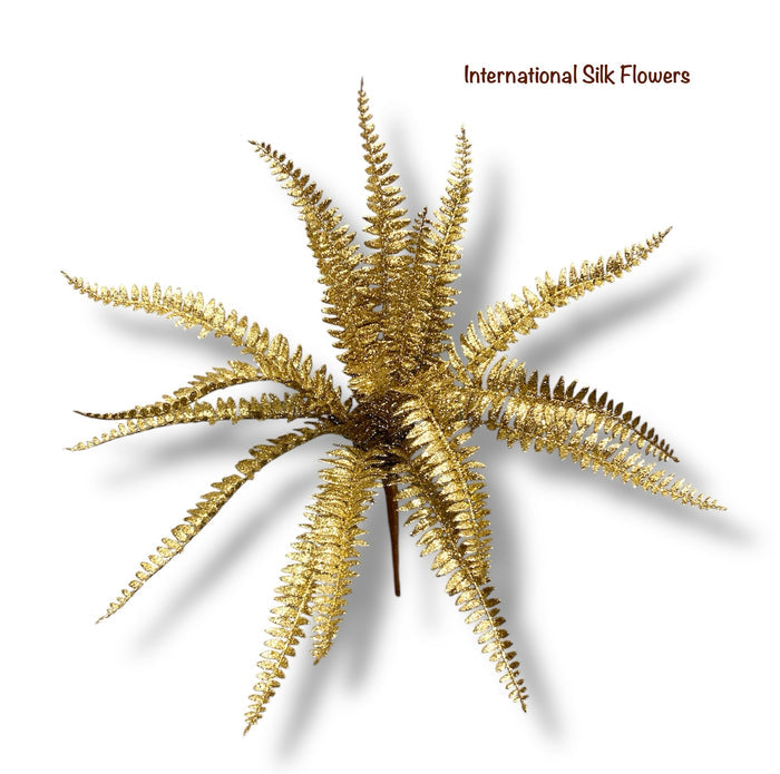 17'' Glitter Fern Bush ( 195270-Gold )