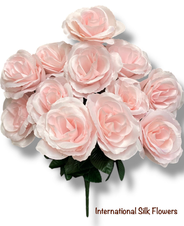 17" Satin Open Rose Bush ( INT398-#5 New Baby Pink )