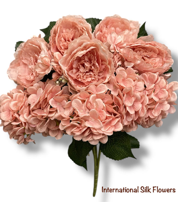 23'' Deluxe Silk Peony Hydrangea Bush ( B1502-Rose Gold )