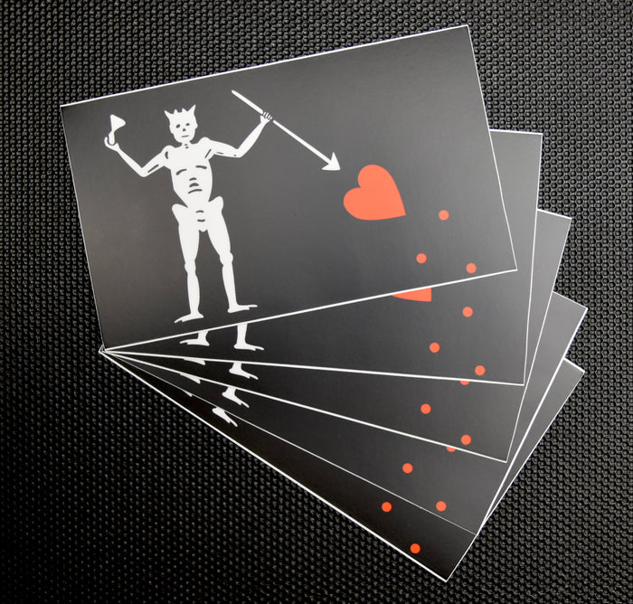 5" x 3" Blackbeard Pirate Flag Sticker 5-Piece Set