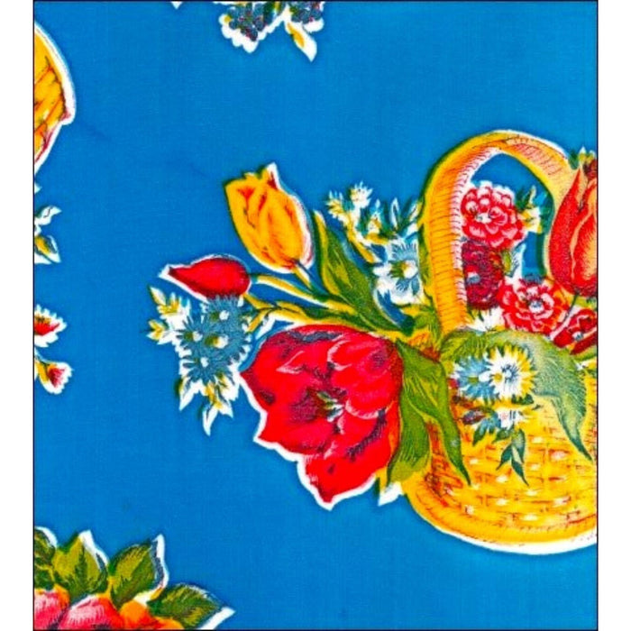 freckled sage flower basket blue oilcloth swatch
