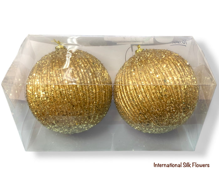 5.9'' Glitter Beaded Ball Ornament ( 206640-Gold )