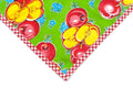 freckled sage apples lime green oilcloth tablecloth with red gingham trim