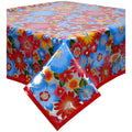 freckled sage betty's bunch silver oilcloth tablecloth with solid red trim
