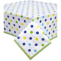 freckled sage big dot navy blue oilcloth tablecloth with lime green gingham trim