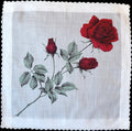 Cane of Red Roses Vintage Handkerchief New Old Stock