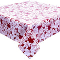 freckled sage chelsea flowers burgundy oilcloth tablecloth with a simple hem