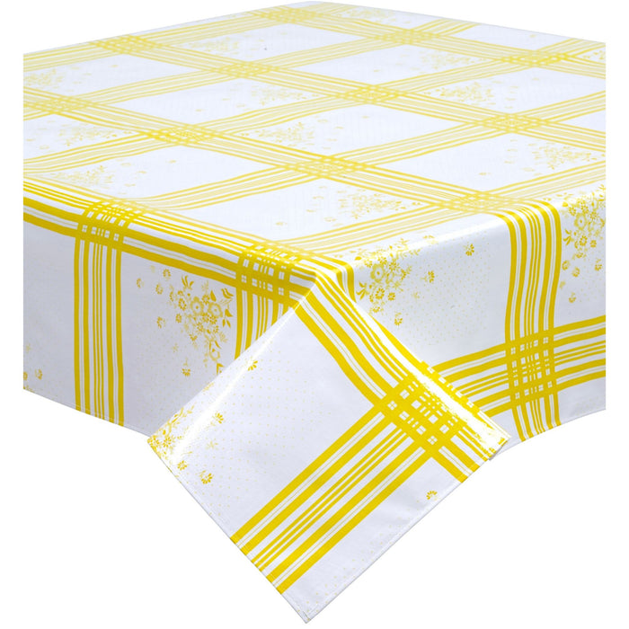 freckled sage square corn flower yellow oilcloth tablecloth