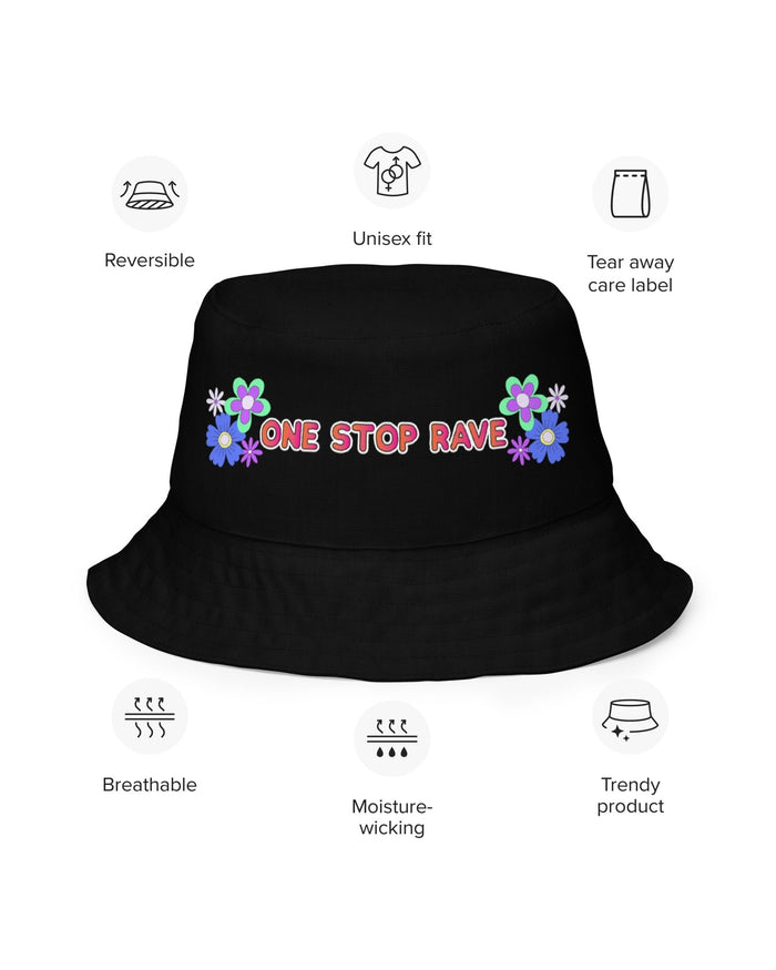 Crazy Daisy Reversible Bucket Hat, Bucket Hat, - One Stop Rave
