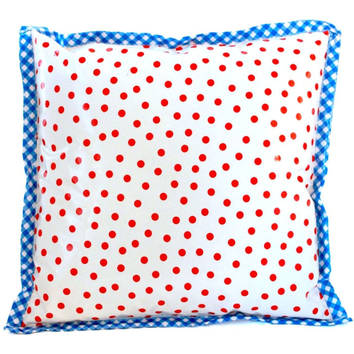 freckled sage dot red oilcloth pillow