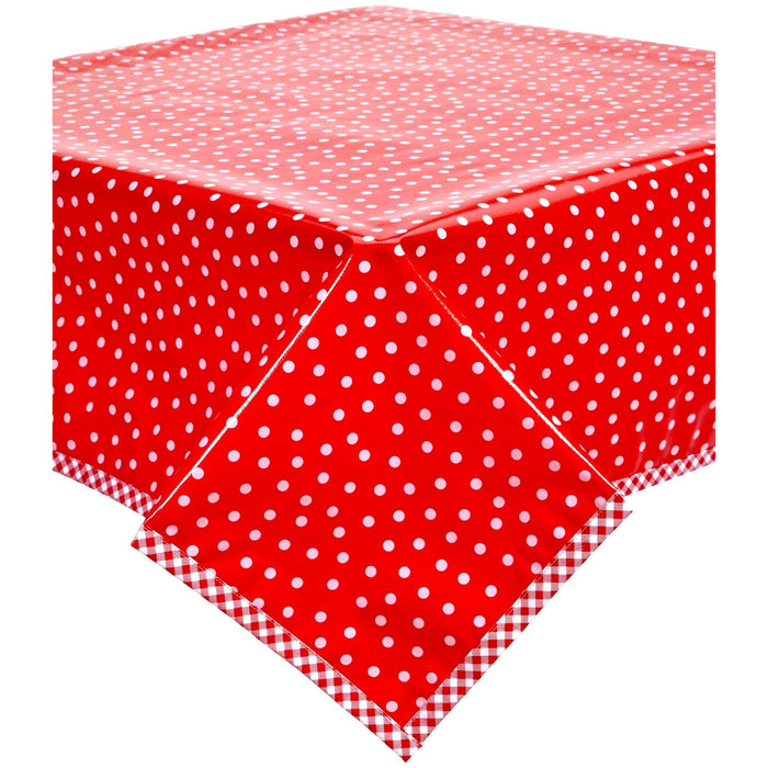 freckled sage dot white on red with red gingham trim