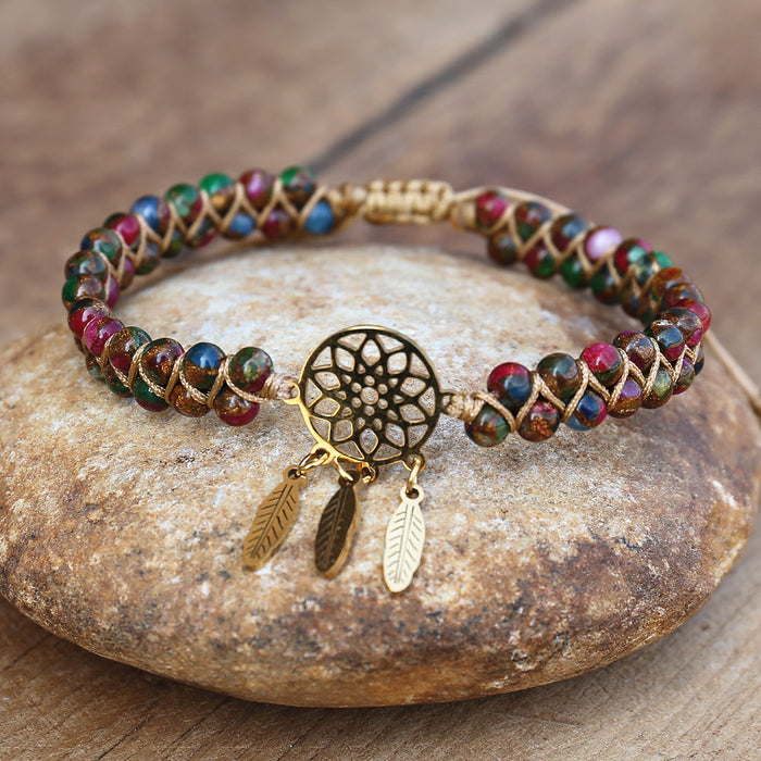 Dream-Catcher Bracelet with Cloisonne Jasper Beads