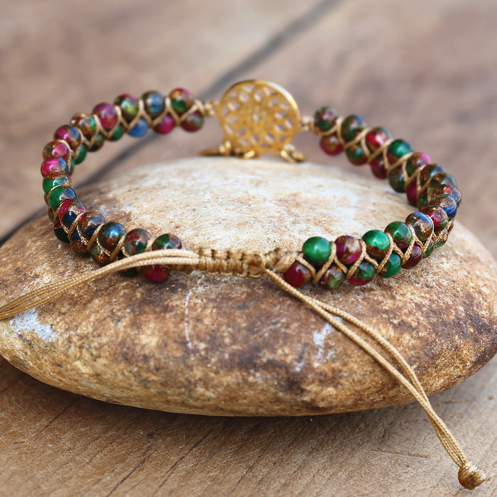 Dream-Catcher Bracelet with Cloisonne Jasper Beads