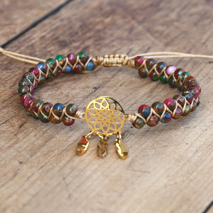 Dream-Catcher Bracelet with Cloisonne Jasper Beads