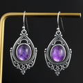 Ethnic Silver Earrings with Natural Amethyst Stone