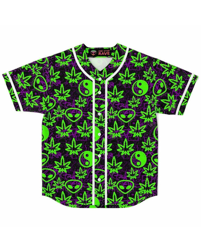 Ganja Graffiti Baseball Jersey, Baseball Jersey, - One Stop Rave