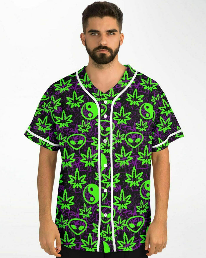 Ganja Graffiti Baseball Jersey, Baseball Jersey, - One Stop Rave