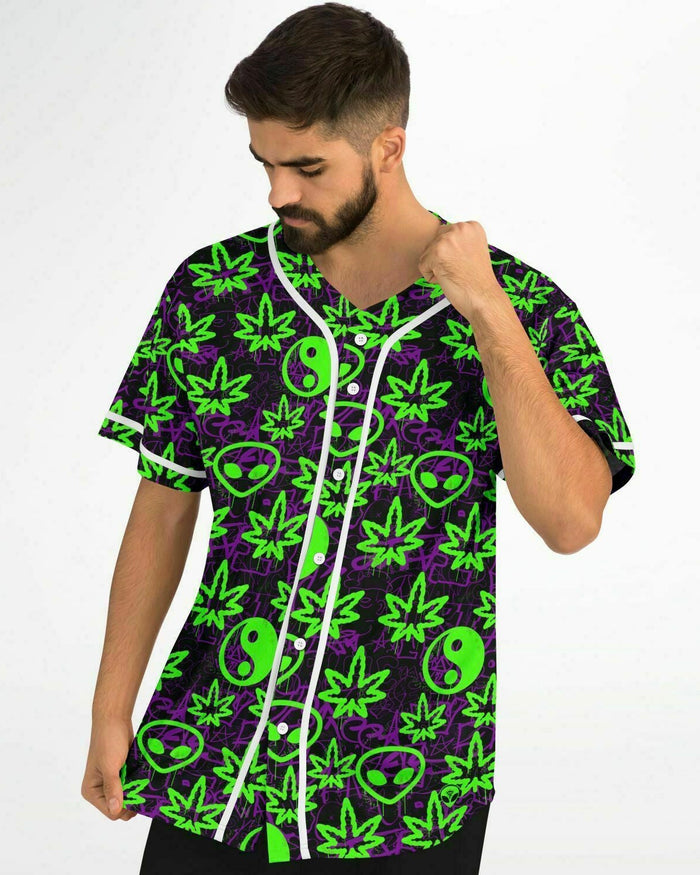 Ganja Graffiti Baseball Jersey, Baseball Jersey, - One Stop Rave
