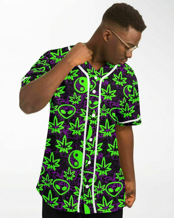 Ganja Graffiti Baseball Jersey, Baseball Jersey, - One Stop Rave