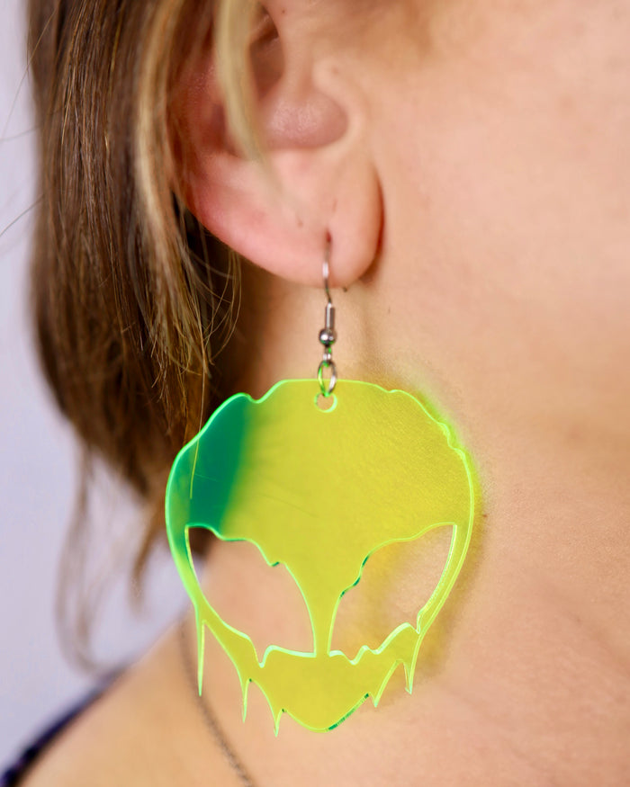 Trippy Alien Earrings, Dangle Earrings, - One Stop Rave
