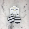 "Jailed" Black + White Striped Chunky Teardrop Earrings - twistedbuffaloboutique