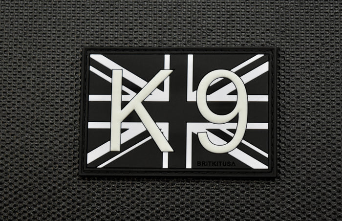 K9 UK Flag 3D PVC Morale Patch -B&W GITD