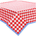 freckled sage large gingham red oilcloth tablecloth with blue gingham trim