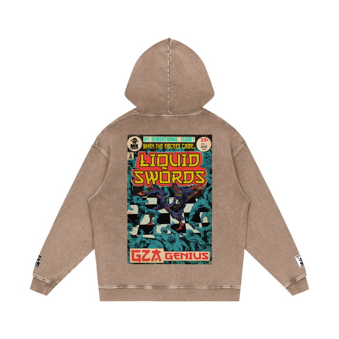 Liquid Swords - Snow Washed Loose Cotton Hoodie