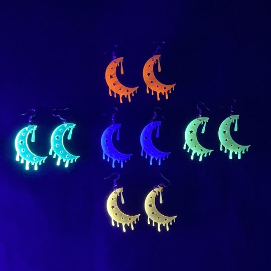 Moon Melt Earrings, Dangle Earrings, - One Stop Rave