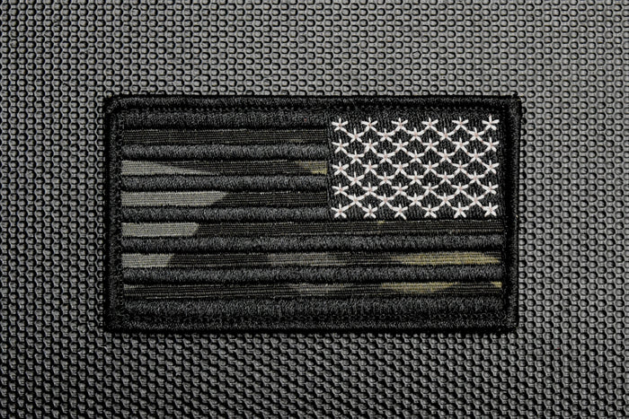 Multicam Black US Flag Embroidered Patch Set