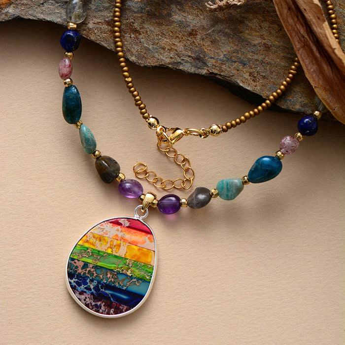 Natural 7 Chakras Stone Pendant Necklace
