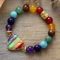 Natural 7 Chakras Stones Heart Bracelet