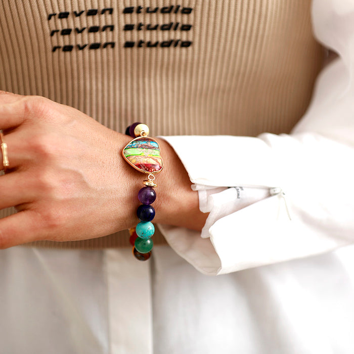 Natural 7 Chakras Stones Heart Bracelet