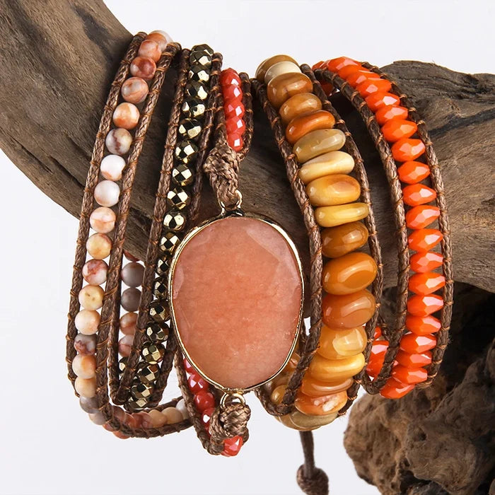 Natural Agate, Jasper & Aventurine Wrap Bracelet