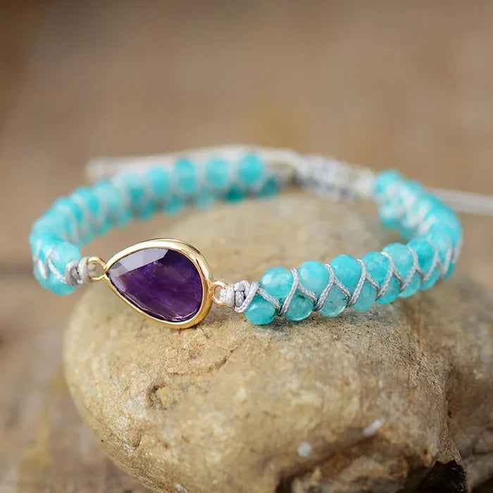 Natural Amethyst & Jade Wrap Bracelet