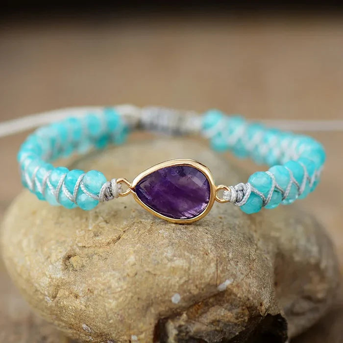 Natural Amethyst & Jade Wrap Bracelet