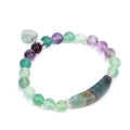 Natural Fluorite Heart Charm Beaded Bracelet