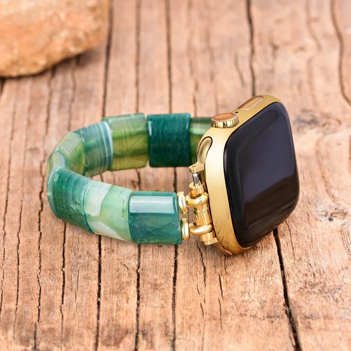 Natural Green Agate Beaded Smartwatch Band