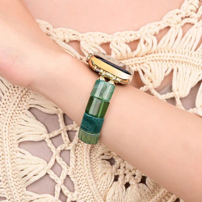 Natural Green Agate Beaded Smartwatch Band
