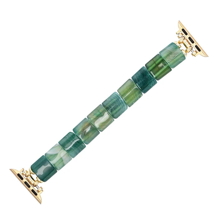 Natural Green Agate Beaded Smartwatch Band