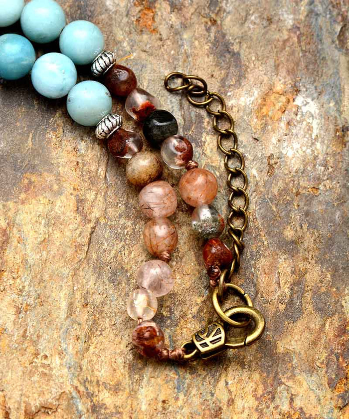 Natural Jasper, Amazonite & Labradorite Beads Choker Necklace