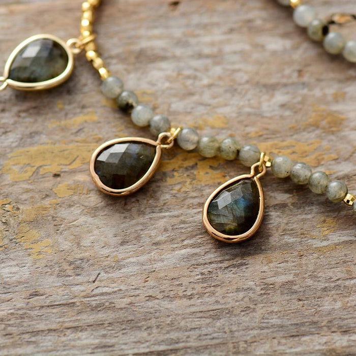 Natural Labradorite and Crystals Necklace