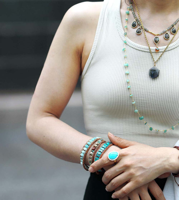 Natural Labradorite and Crystals Necklace
