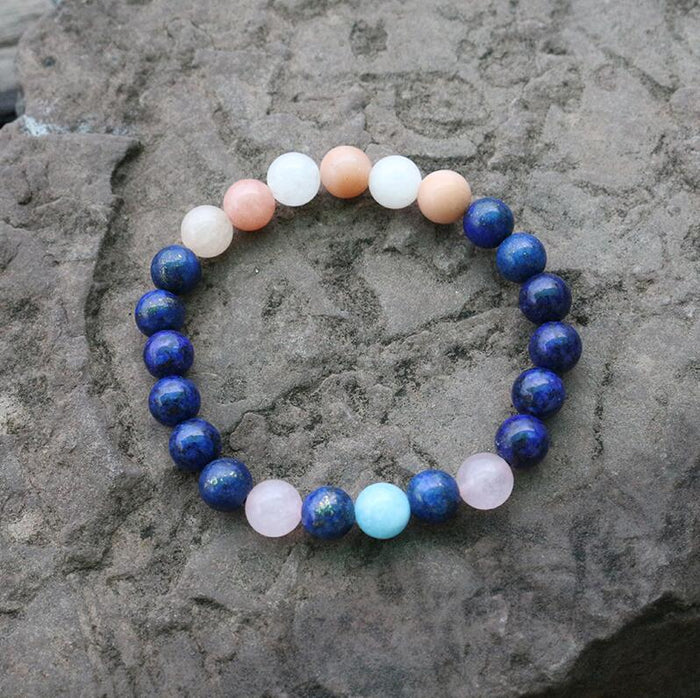 Natural Lapis Lazuli, Aventurine, Rose Quartz & Amazonite 108 Beads Mala Necklace / Bracelet