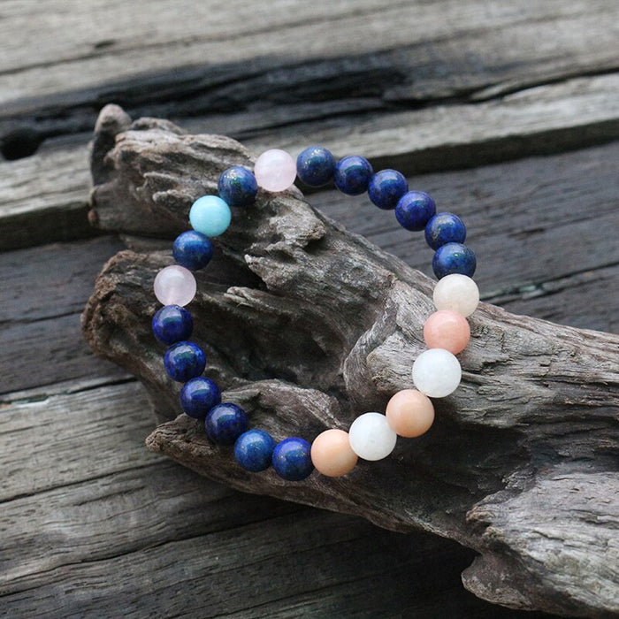 Natural Lapis Lazuli, Aventurine, Rose Quartz & Amazonite 108 Beads Mala Necklace / Bracelet