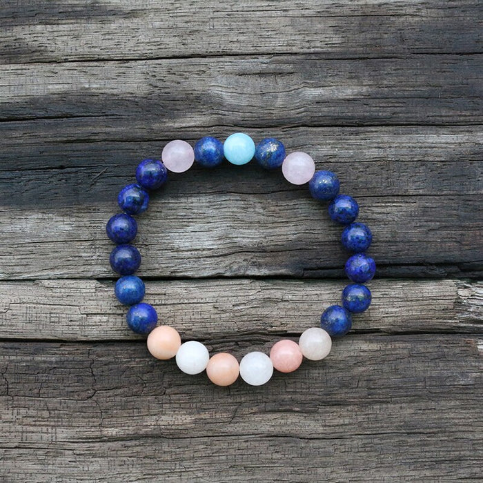 Natural Lapis Lazuli, Aventurine, Rose Quartz & Amazonite 108 Beads Mala Necklace / Bracelet