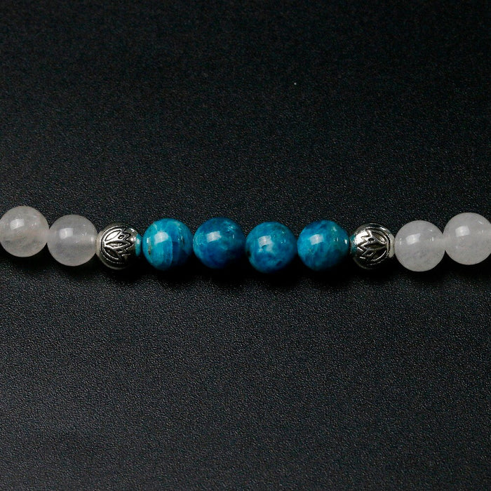 Natural White Quartz & Apatite 108 Mala Beads Necklace / Bracelet