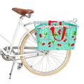 freckled sage cherry aqua bike basket tote