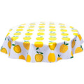 freckled sage round apples and dots yellow oilcloth tablecloth